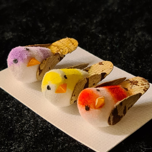 Miniatyr fugl ass. farger , 3x1cm, 3stk