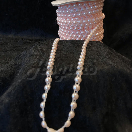 Perlebånd - halvperler dus ferskenfarget 6mm