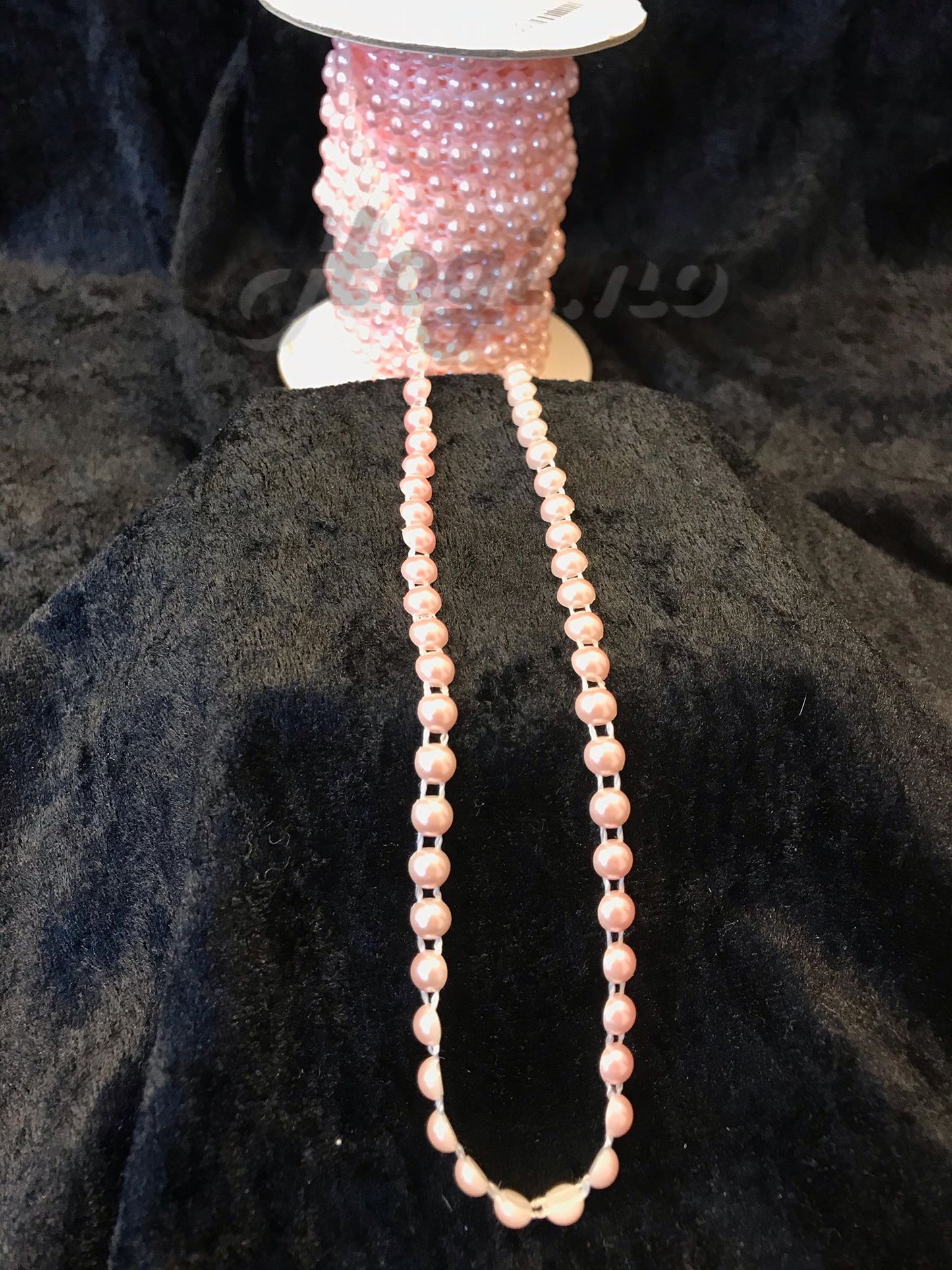 Perlebånd - halvperler lys rosa 6mm
