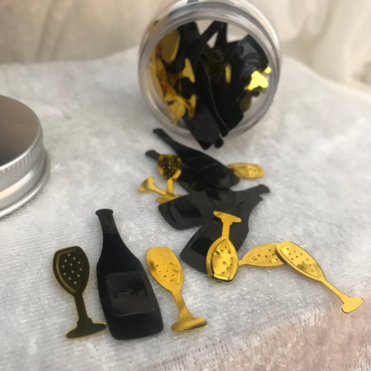 Paljetter flaske og glass gull /sort