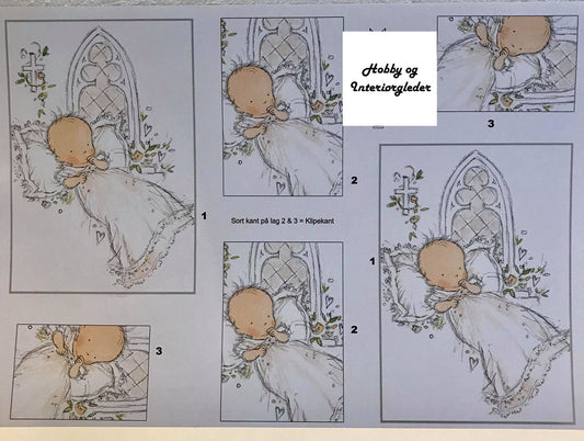 3D klippark dåpsbarn nøytral