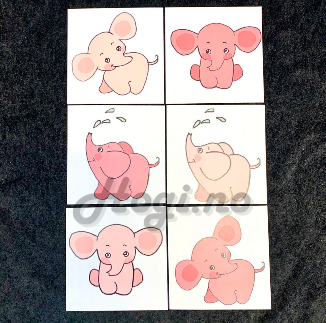 Toppers - motiv - Rosa elefanter 18 stk, 3 ulike design, 9x9cm