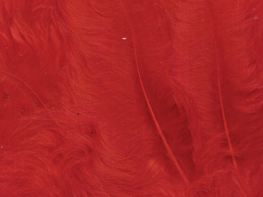 Fjær rød, 15 stk. Marabou fjær-1,5g. 10-14 cm.