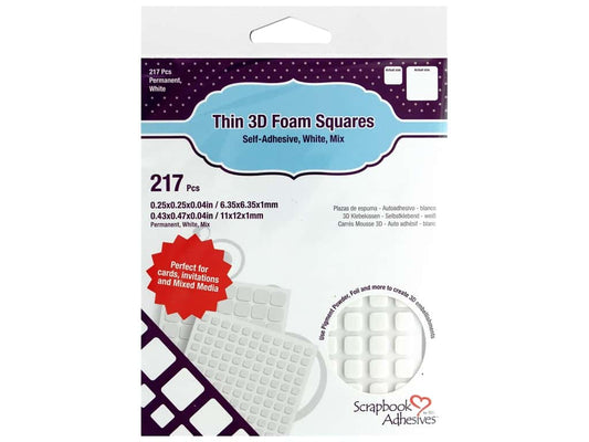 3D limputer / foam squares, Selvklebende, 217 stk Mix