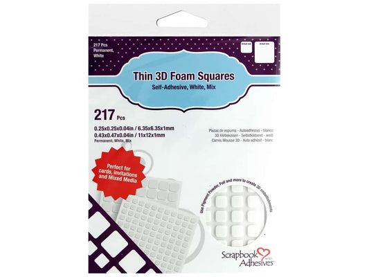 3D limputer / foam squares, Selvklebende, 217 stk hvite