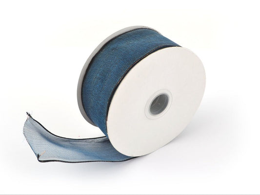 Organzabånd blå m/wire 40mm