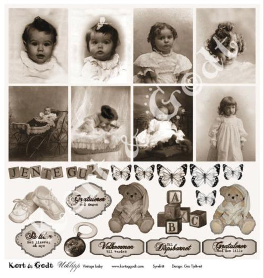 Kort & Godt Klippark vintage baby - utklippsark