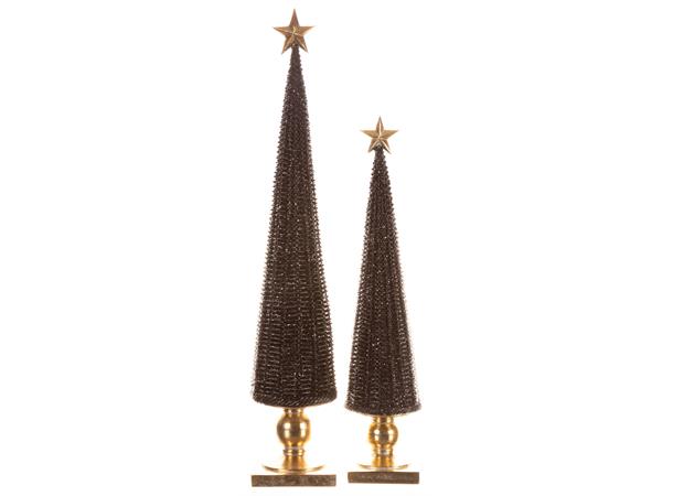 Juletre svart/sort med gull glitter - 42/51 cm sett á 2 stk