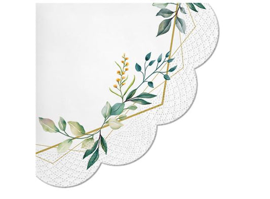 Servietter runde 12 stk. Leaves Frame Ø: 32cm 3 lags