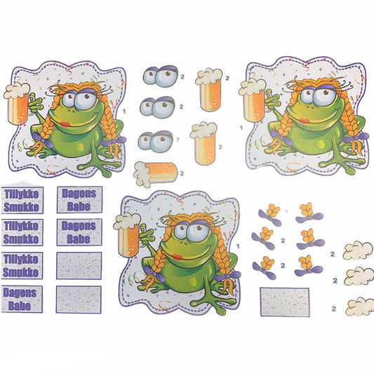 3D klippark Frosk hunn med øl