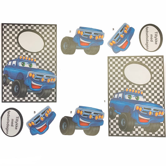 3D klippark Bil blå