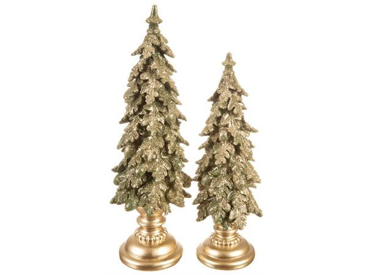 Juletre grønn - 3D - med fot - gull glitter - 30cm