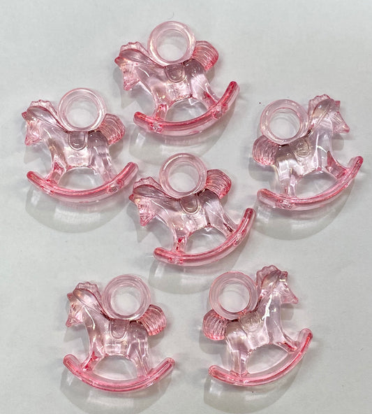 Charms -  Rosa gyngehest 6 stk pr pk