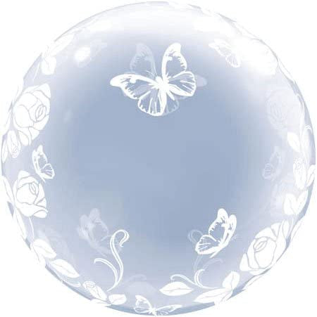 Bubble ballong - elegante roser og sommerfugler - latex clear ballong - 24inch