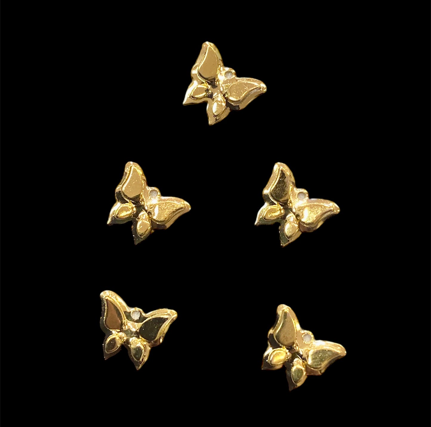 Charms - miniatyr - gullfargede sommerfugler