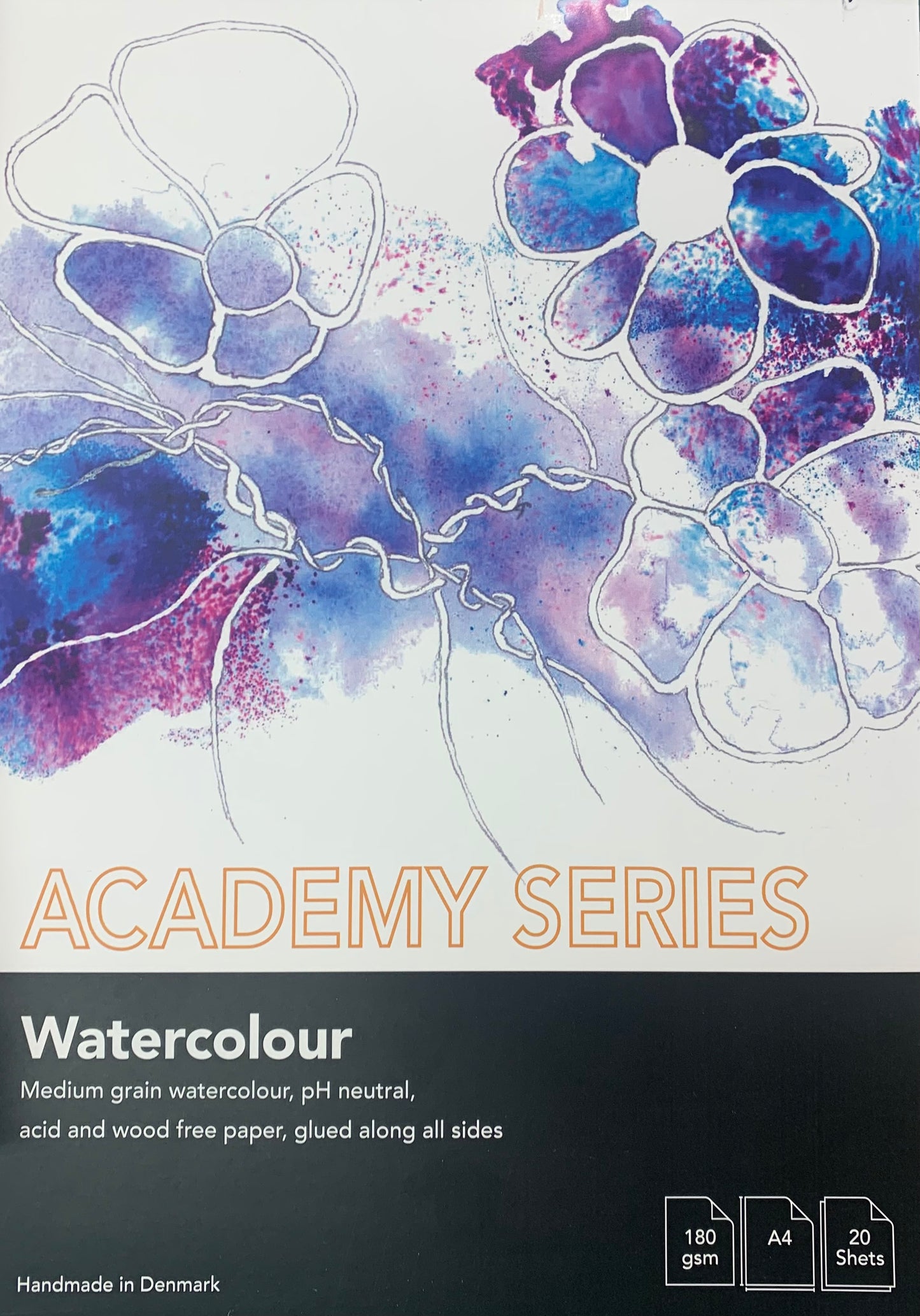 Academy series - Watercolor paper - vannfarge blokk - 180 gsm , A4 , 20 sheets