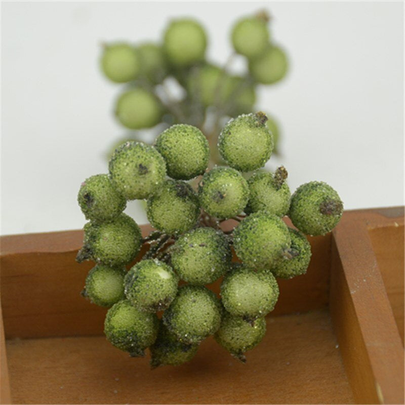 Pyntebær m/glassperler - grønn - Ø 10mm