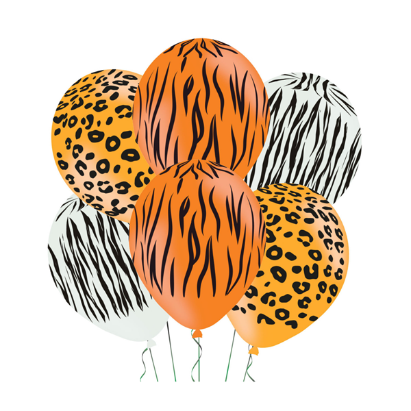 Latex ballonger - Safari dyre mønstret ballonger - 6 ballonger pr pk