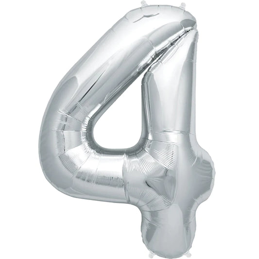 Folie ballong tall 4 , sølv , 86.3cm