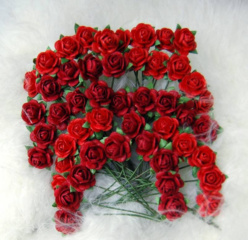 Papirdesign blomst roser Ø 10mm røde