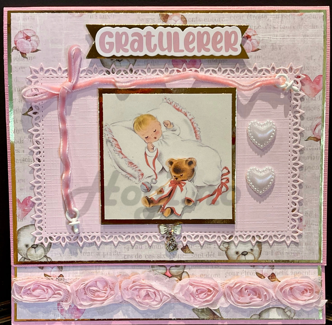 Staz blondehjerter m/lim- hvit