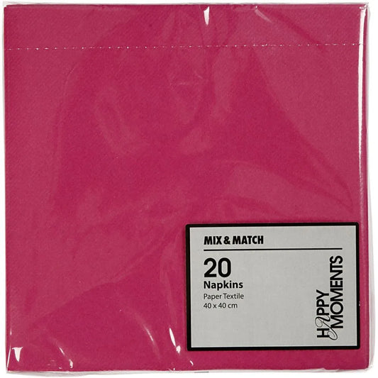 Servietter -cerise  - 20 stk - str 40x40 cm middag.