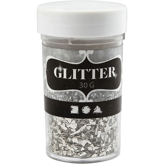Glitter sølv grovkornet 30g