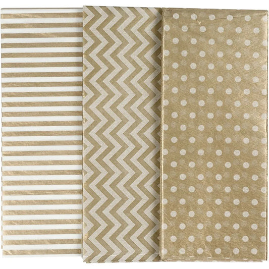 Silkepapir gull m/ mønster