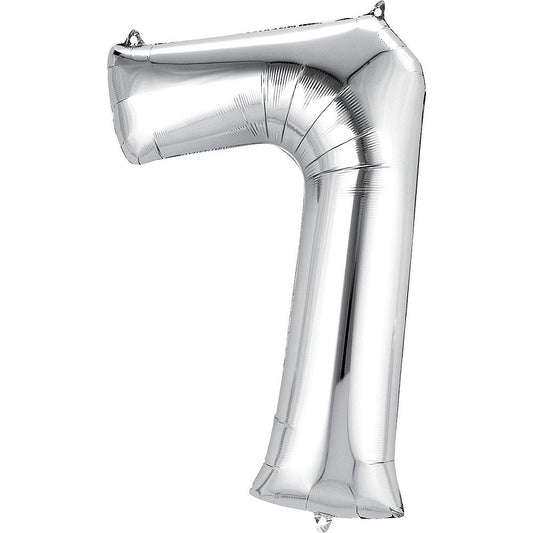 Folie ballong tall 7 , sølv , 86.3cm