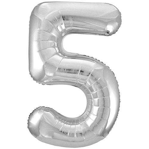Folie ballong tall 5 , sølv , 86.3cm