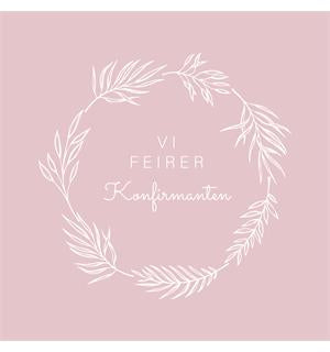 Kommer på lager igjen ! Forhåndsbestill! Serviett lunsj 20 stk Konfirmant rosa 3 lag 33x33cm