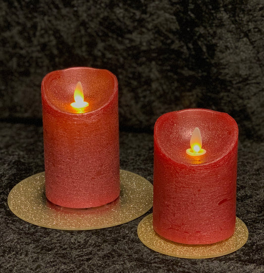 LED kubbelys i voks - rød - S - D7.5cm H:10cm