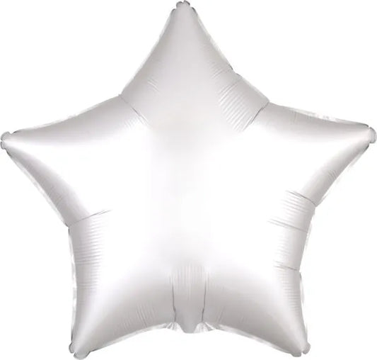 Folieballong - stjerne matt Shimmer white satin