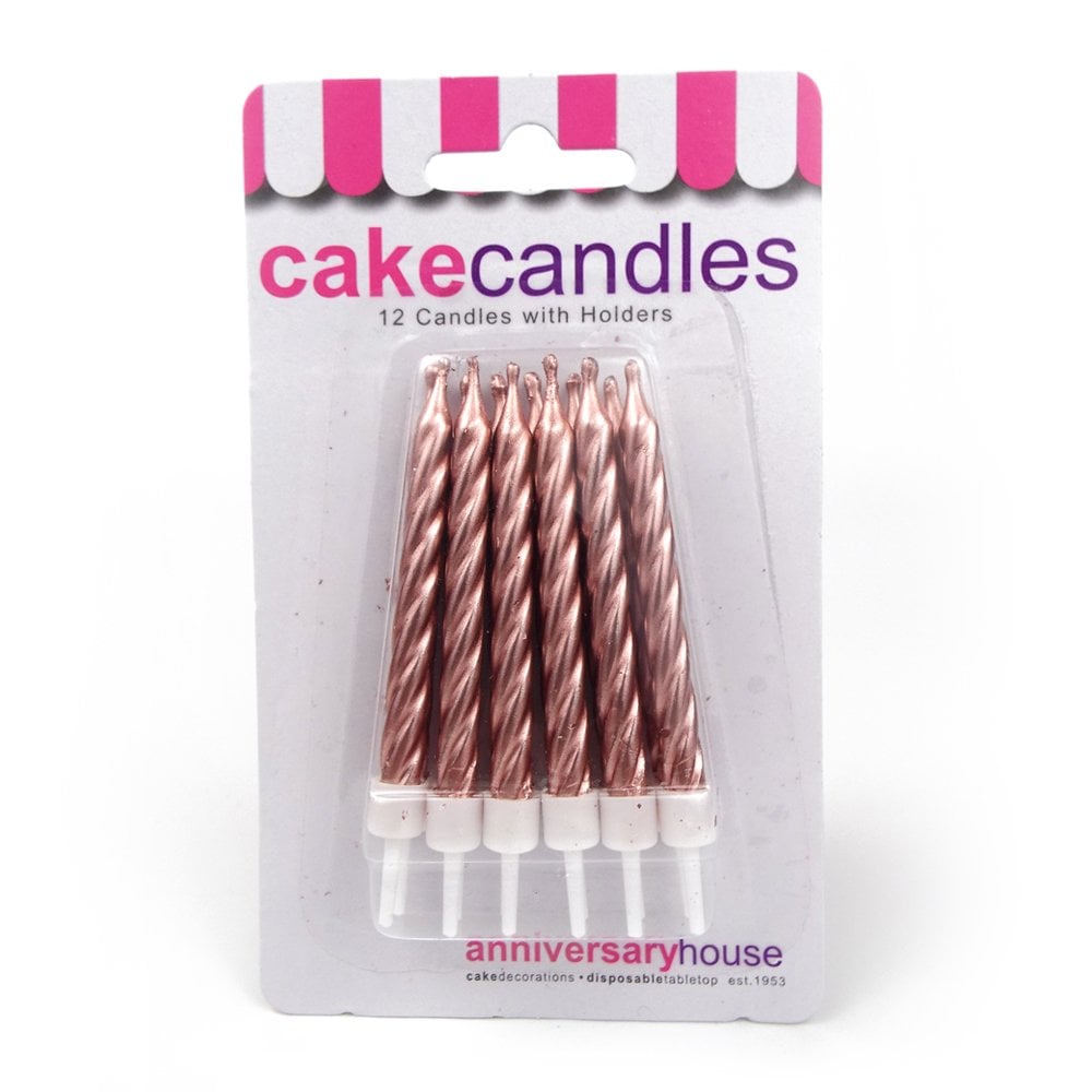 Rosegull kake lys 12 stk m holder