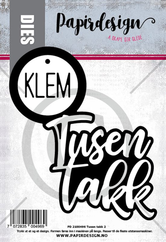 Papirdesign dies - Tusen takk 2 - PD 2100496