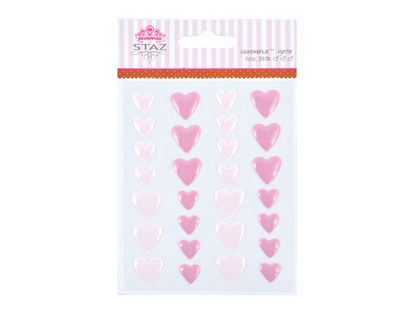 Staz hjerter rosa m/lim- klistremerker 28 stk