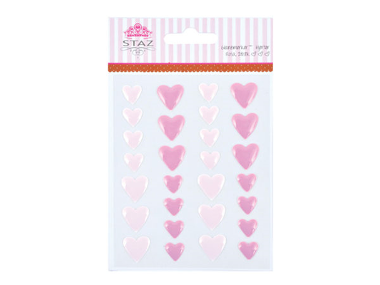 Staz hjerter rosa m/lim- klistremerker 28 stk