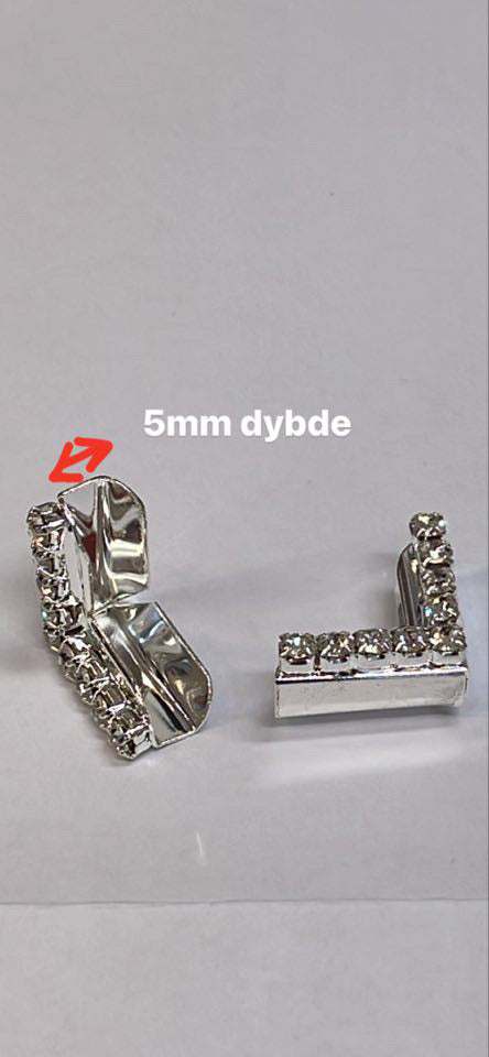 Metall hjørner - sølv - med rhinestones 4 stk pr pk