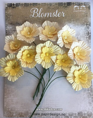 Papirdesign blomst / påskelilje - 10stk Ø:27mm