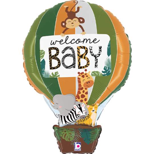 Folie ballong - jungel luftballong «Welcome baby» - 30inch