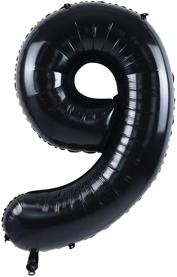 Folie ballong tall 9 , svart , 86.3cm