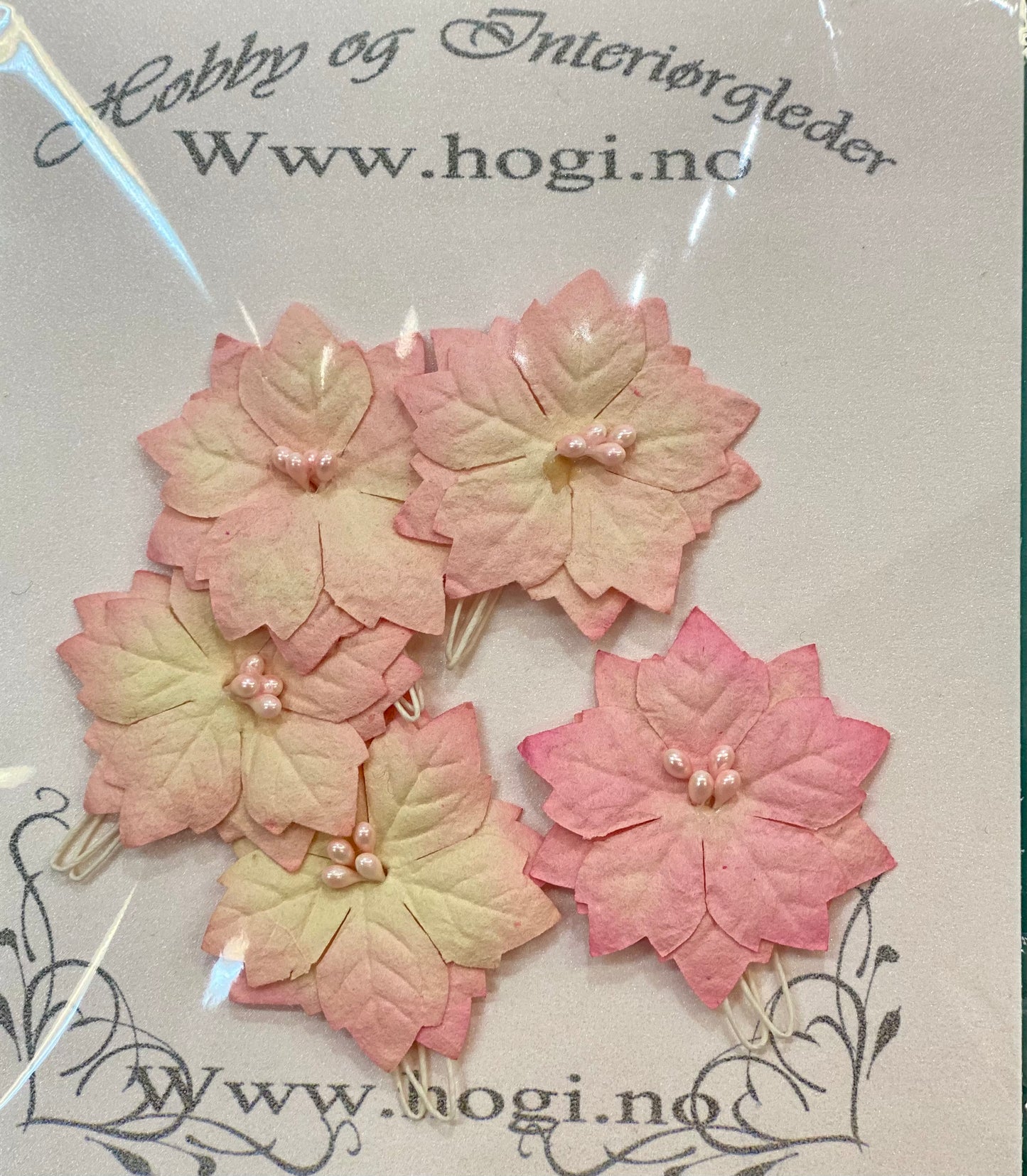 Hogi blomst -rosa/ cremefarget - 5 stk pr pk