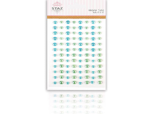 Staz / Bling Halvperler m/lim – Turkis – 96 stk