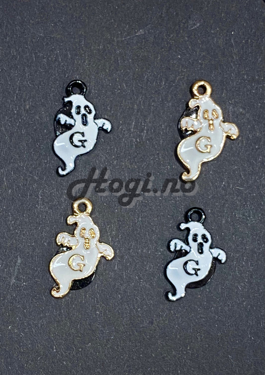 charms spøkelser , 4 stk ass hvit+gull og hvit+svartH:2cm