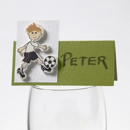 fotballspiller - dekor - miniatyr 5cm x 4cm 6 stk pr pk