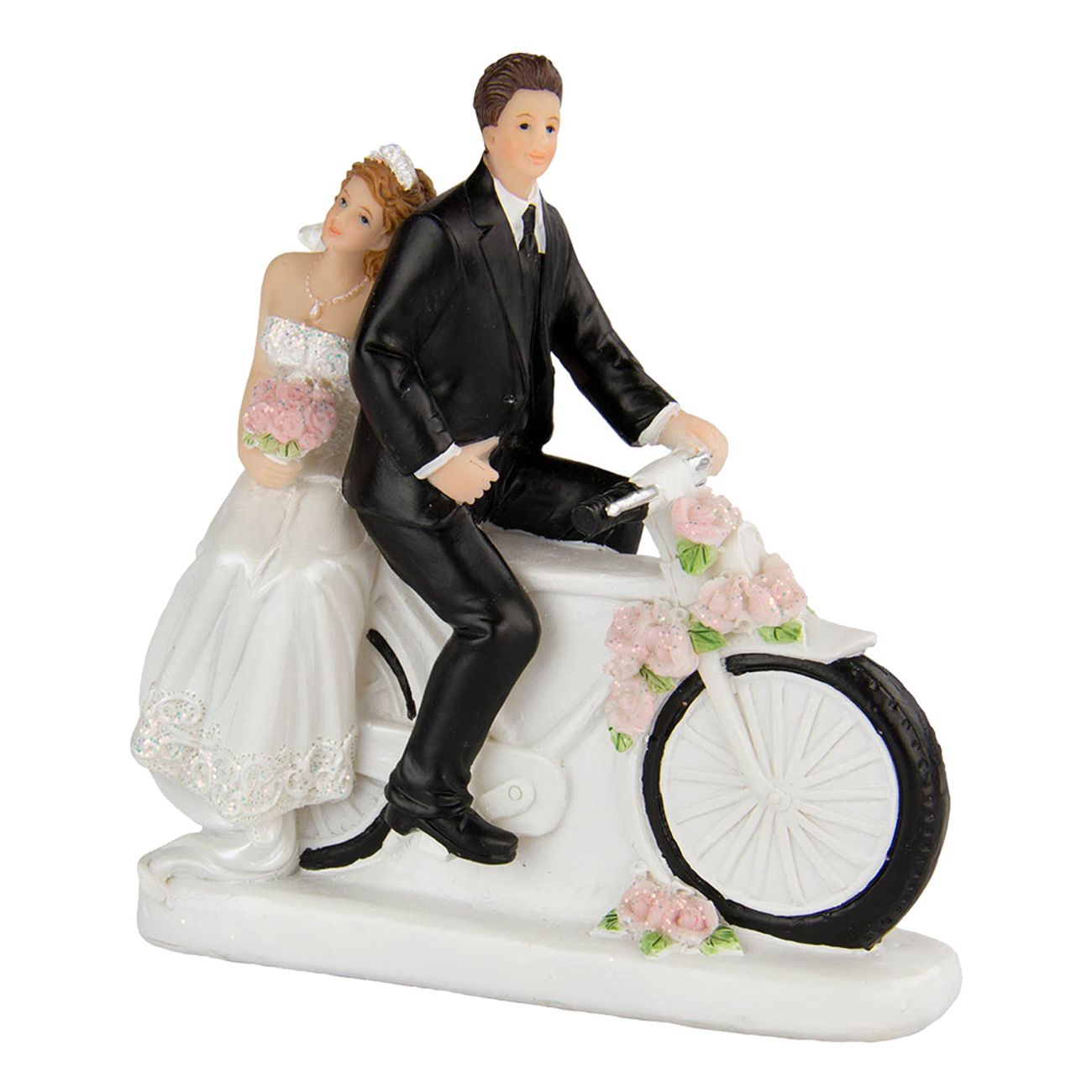 Bryllups figur - brudepar på sykkel