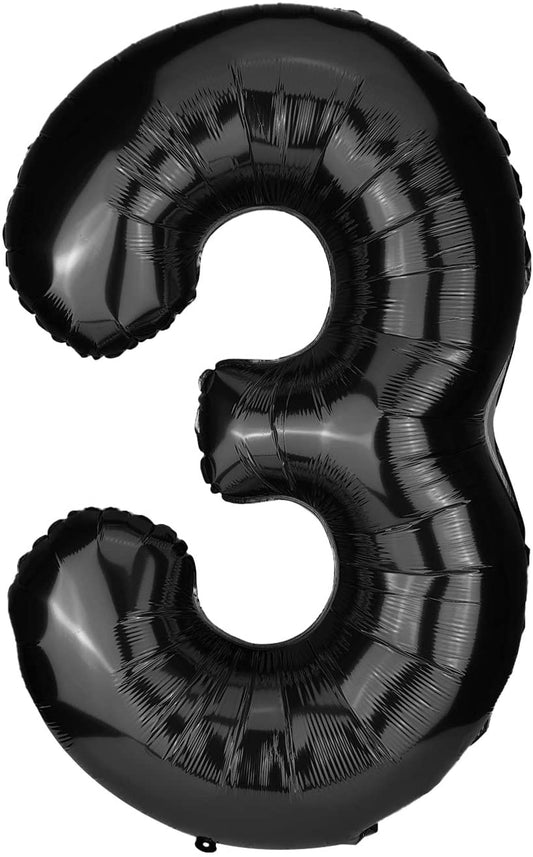 Folie ballong tall 3 , svart , 86.3cm