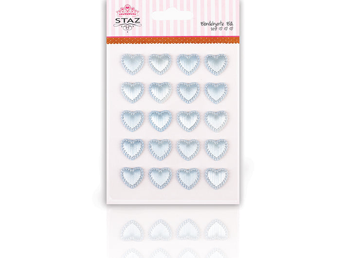 Staz blondehjerter m/lim- blå