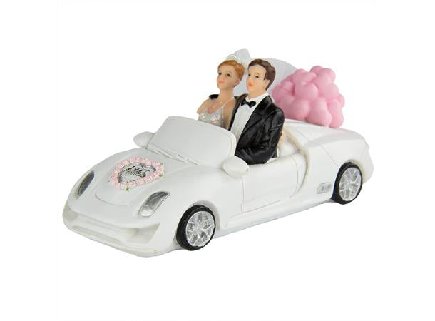 Bryllups figur / kakepynt / kaketoppers - Brudepar i cabriolet