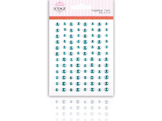 Staz / Bling duggdråper m/lim – 96 stk turkis